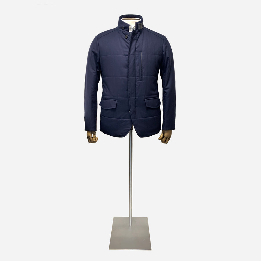 Canali Navy Wool Coat <br> Size 44 UK