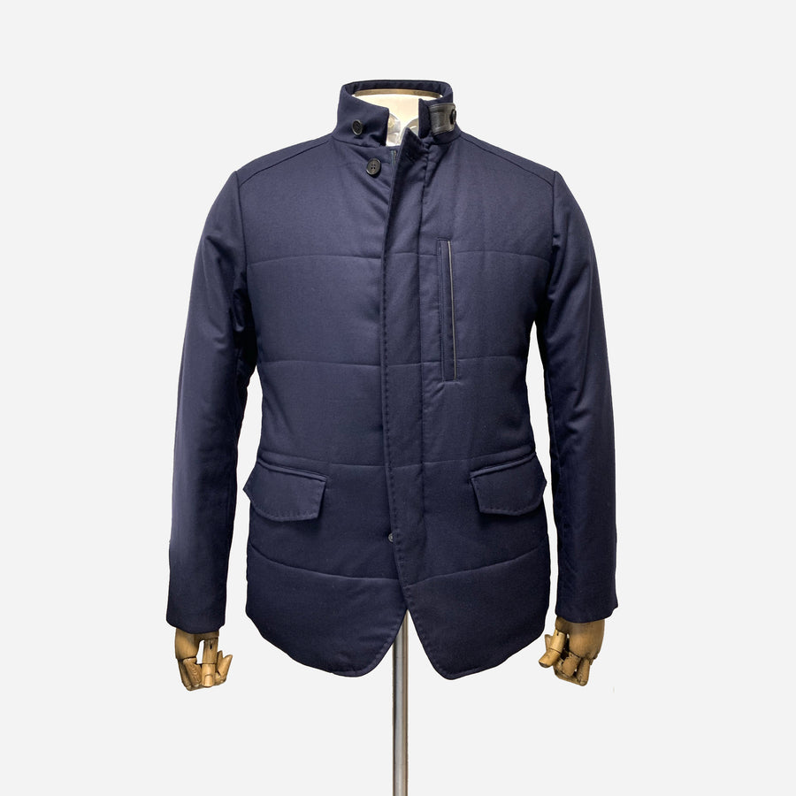 Canali Navy Wool Coat <br> Size 44 UK