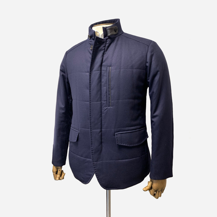 Canali Navy Wool Coat <br> Size 44 UK