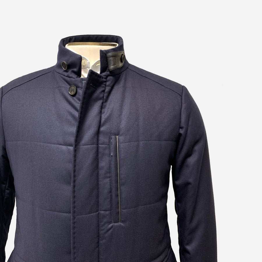 Canali Navy Wool Coat <br> Size 44 UK