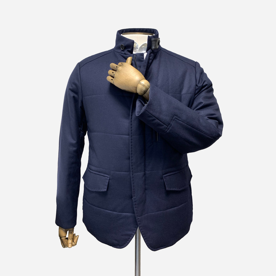 Canali Navy Wool Coat <br> Size 44 UK