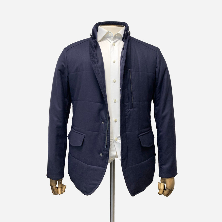 Canali Navy Wool Coat <br> Size 44 UK