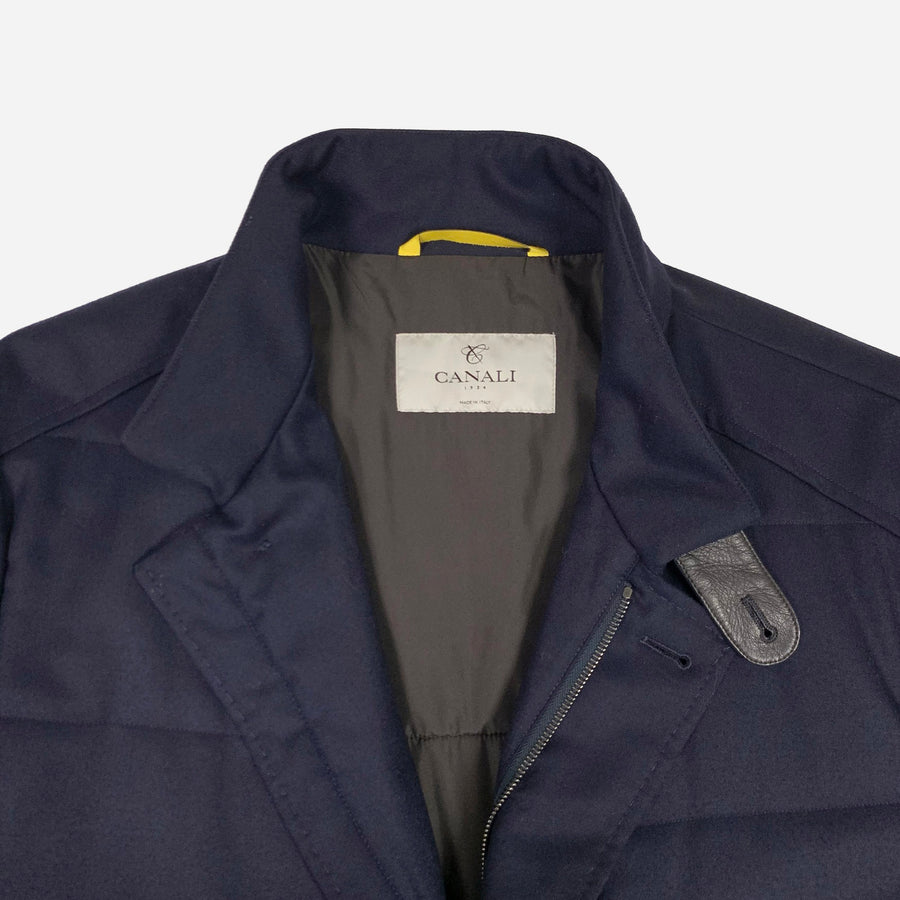 Canali Navy Wool Coat <br> Size 44 UK